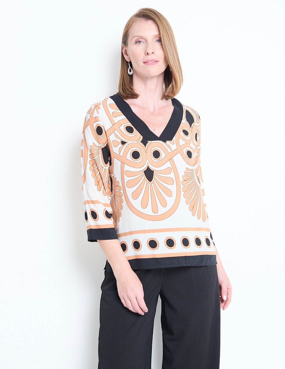 Blusa camisera Kur.Kuma manga larga para mujer