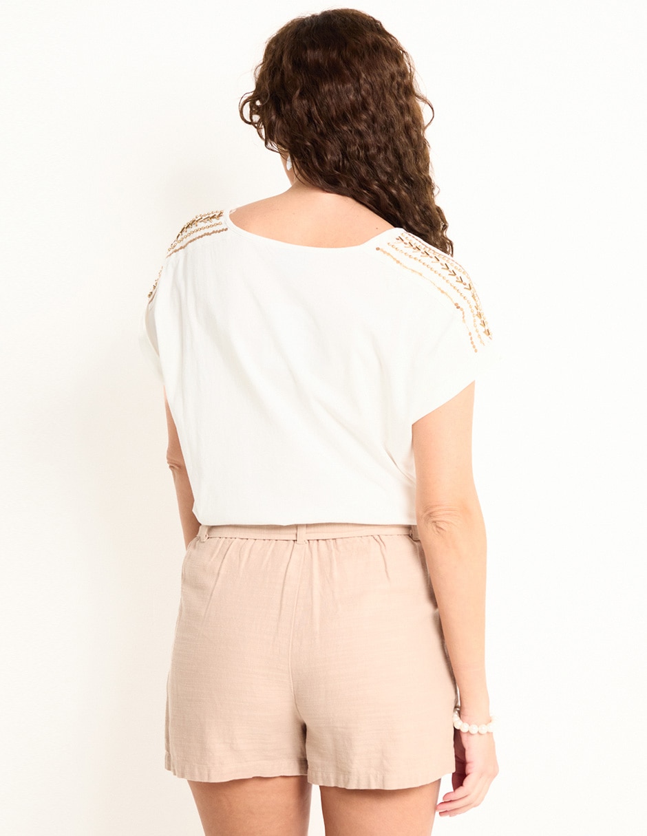 Playera manga corta cuello redondo mujer 5
