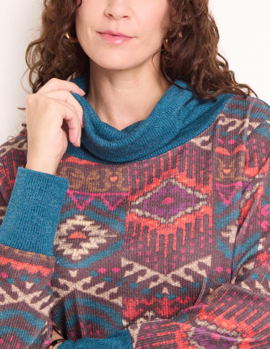 Suéter cuello drapeado para mujer