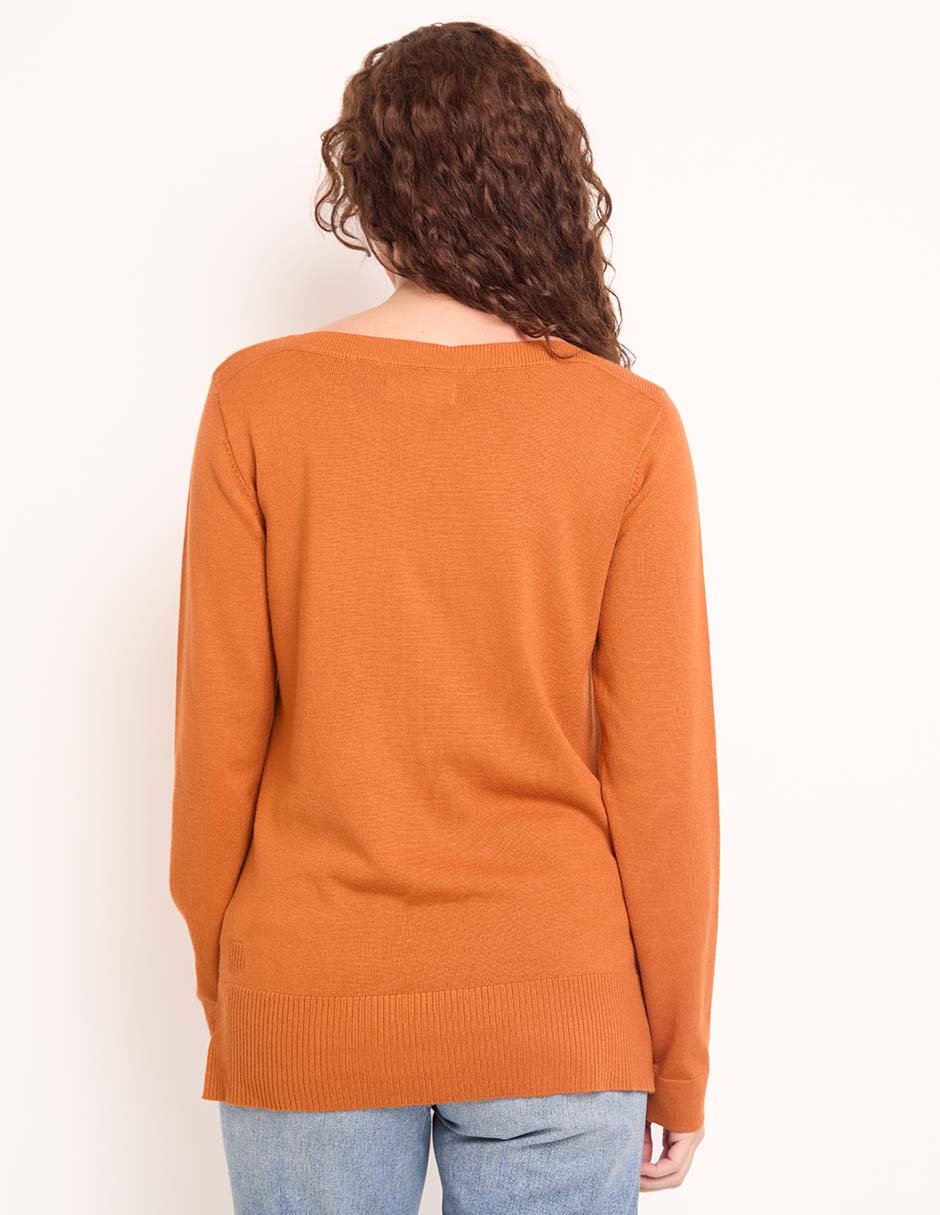 Suéter cuello ojal para mujer