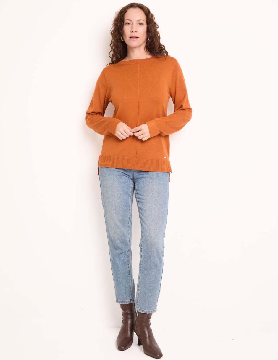 Suéter cuello ojal para mujer
