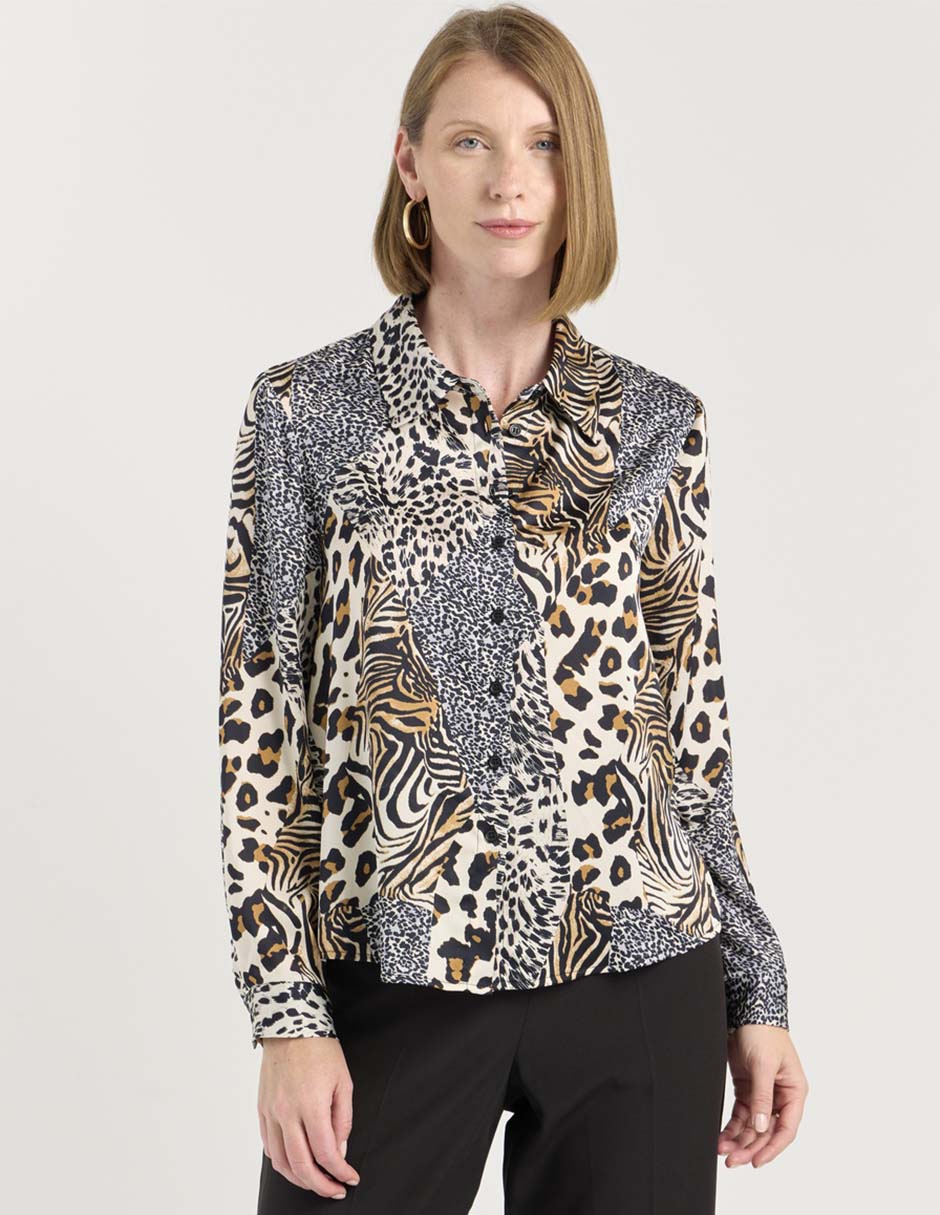 Blusa camisera manga larga para mujer 1