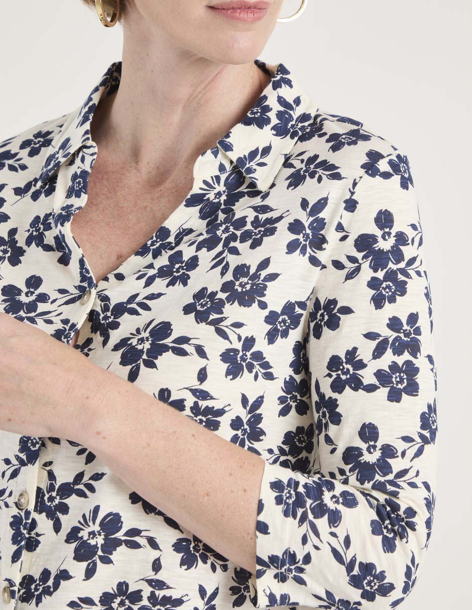 Blusa camisera manga 3/4 para mujer 7