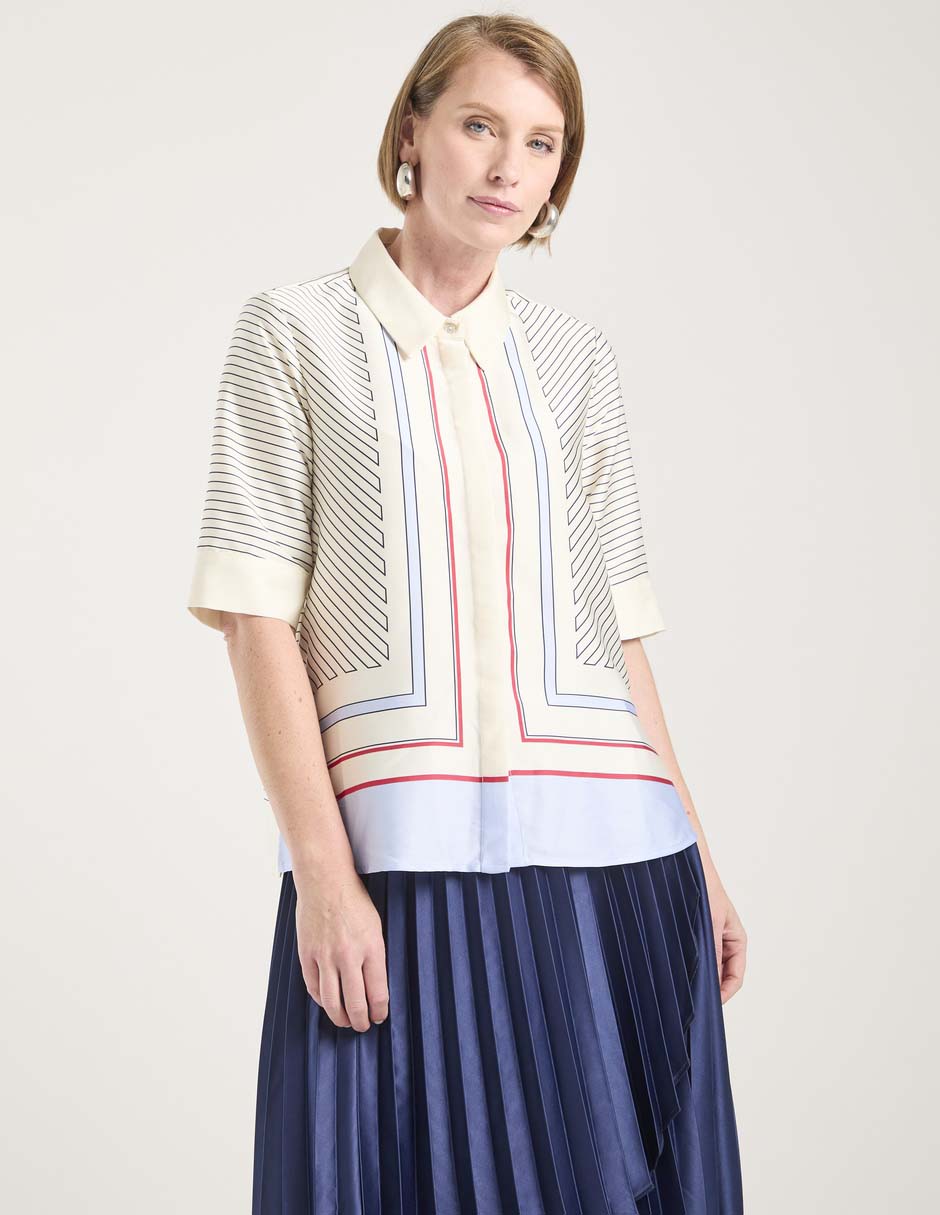 Blusa camisera La Mode manga al codo para mujer