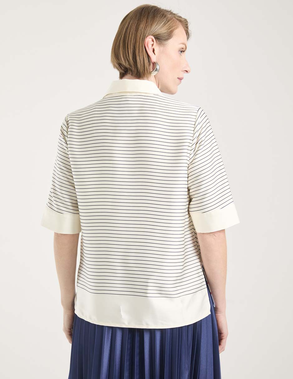 Blusa camisera La Mode manga al codo para mujer