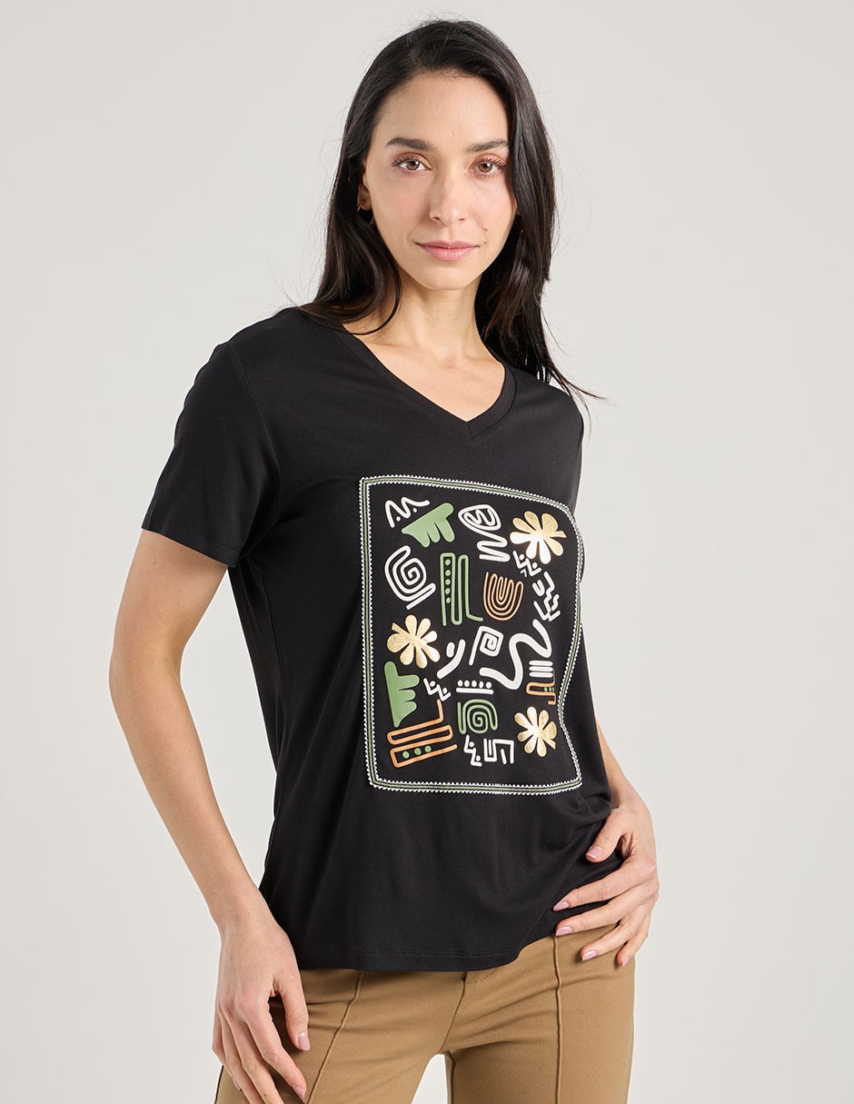 Playera manga corta cuello redondo para mujer Playera manga corta cuello redondo para mujer