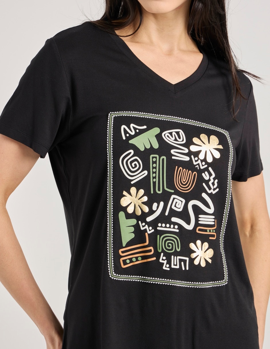 Playera manga corta cuello redondo para mujer 4