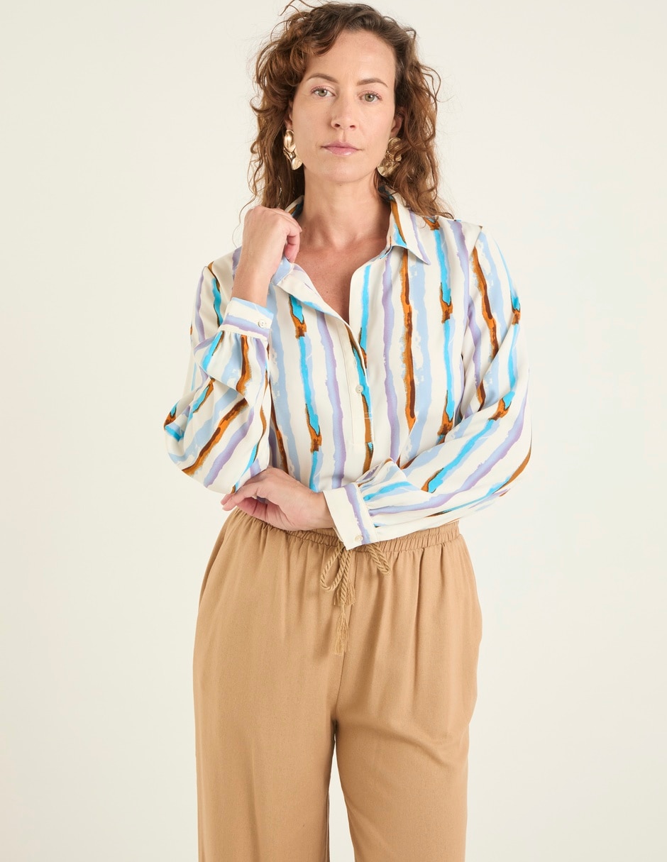Blusa camisera manga larga para mujer 1