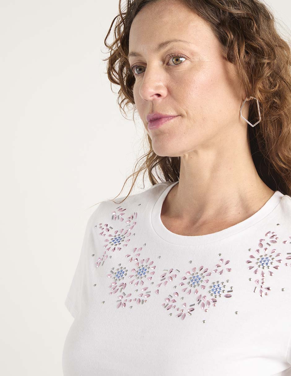 Playera manga corta La Mode cuello redondo para mujer