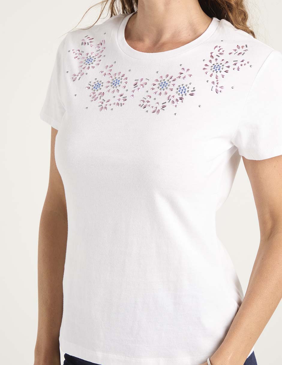 Playera manga corta La Mode cuello redondo para mujer