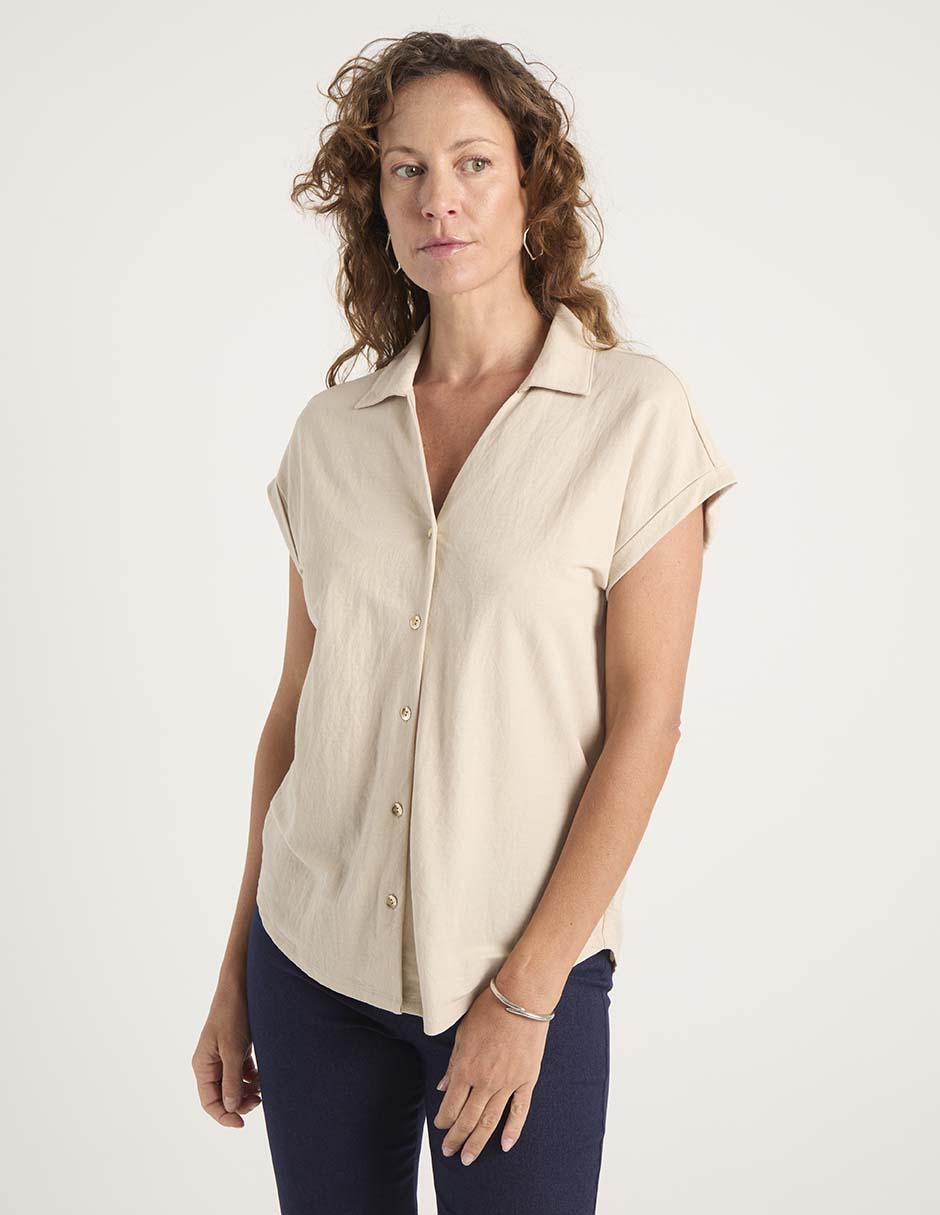 Blusa camisera manga corta para mujer 1