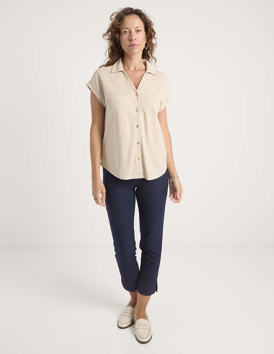 Blusa camisera manga corta para mujer 7