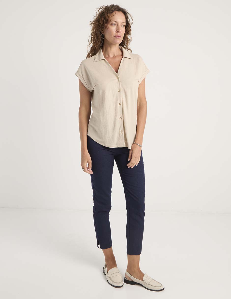 Blusa camisera manga corta para mujer 8