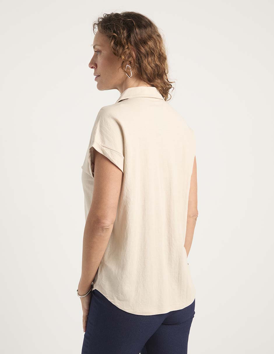 Blusa camisera manga corta para mujer 11