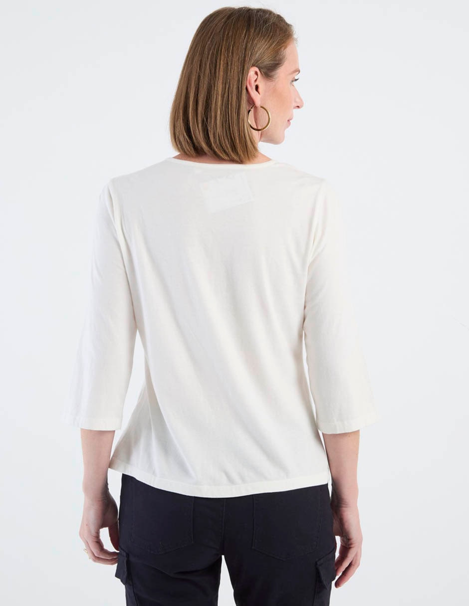 Playera manga 3/4 cuello V para mujer 2