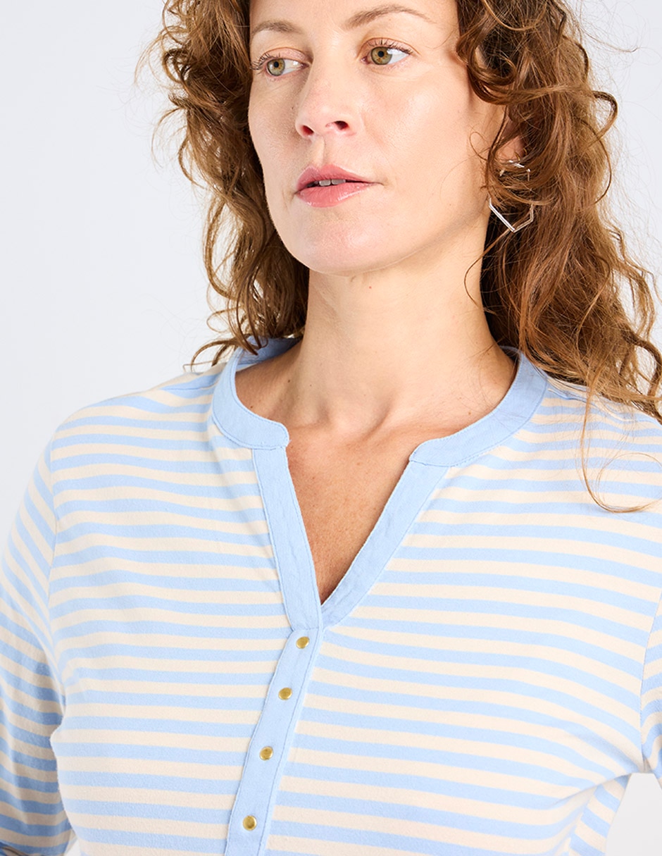 Playera manga 3/4 La Mode cuello v para mujer