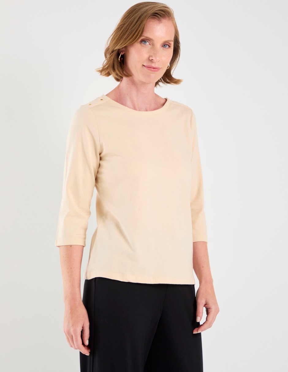 Playera manga 3/4 cuello redondo para mujer 1