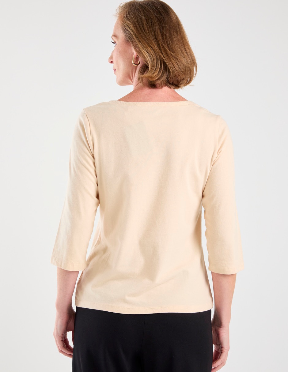 Playera manga 3/4 La Mode cuello redondo para mujer