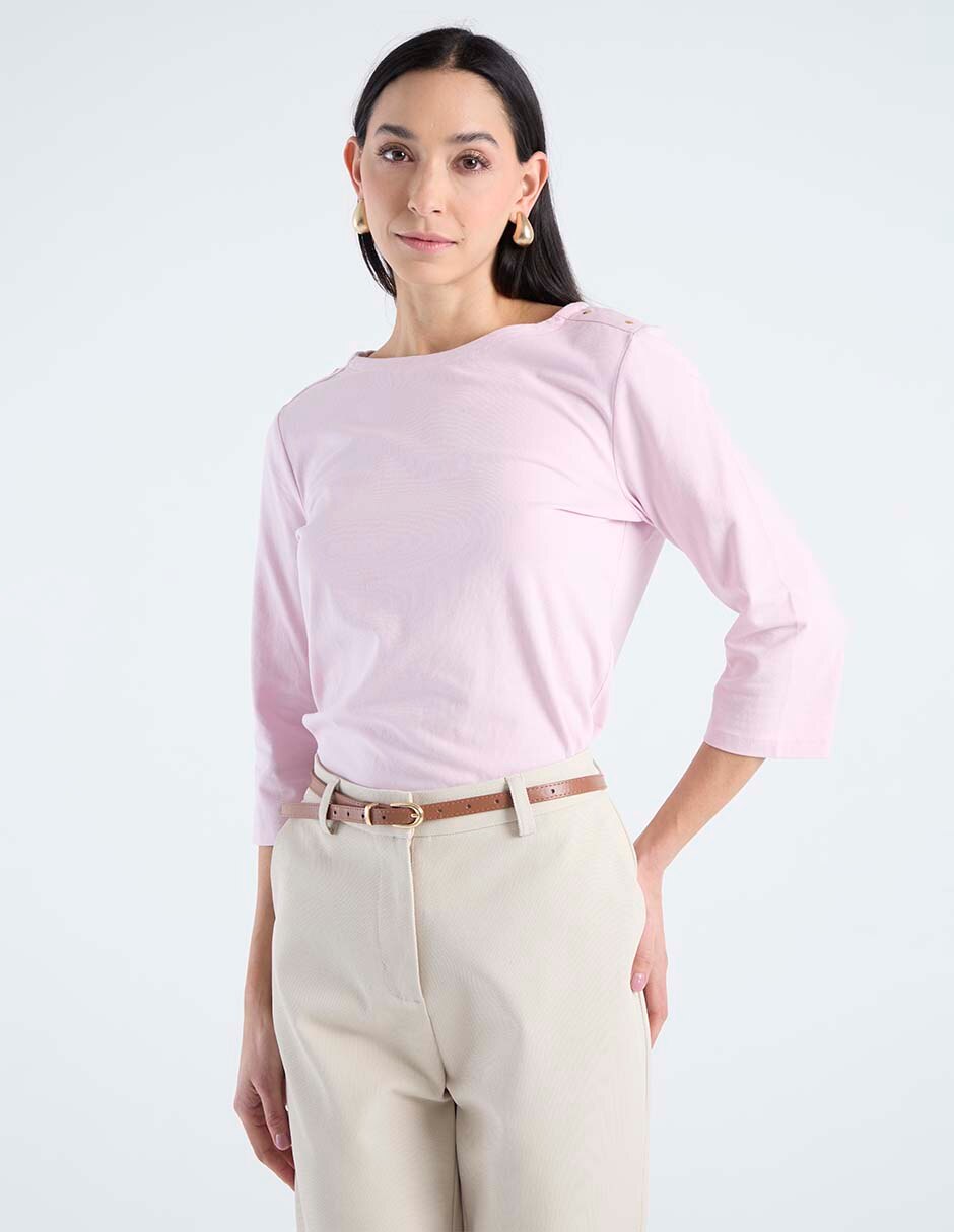 Playera manga 3/4 cuello redondo mujer 2