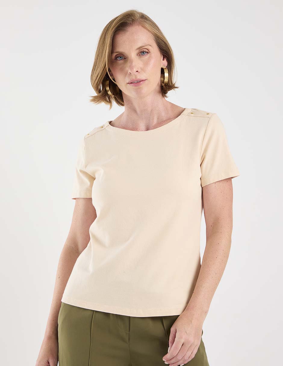 Playera manga corta cuello redondo para mujer