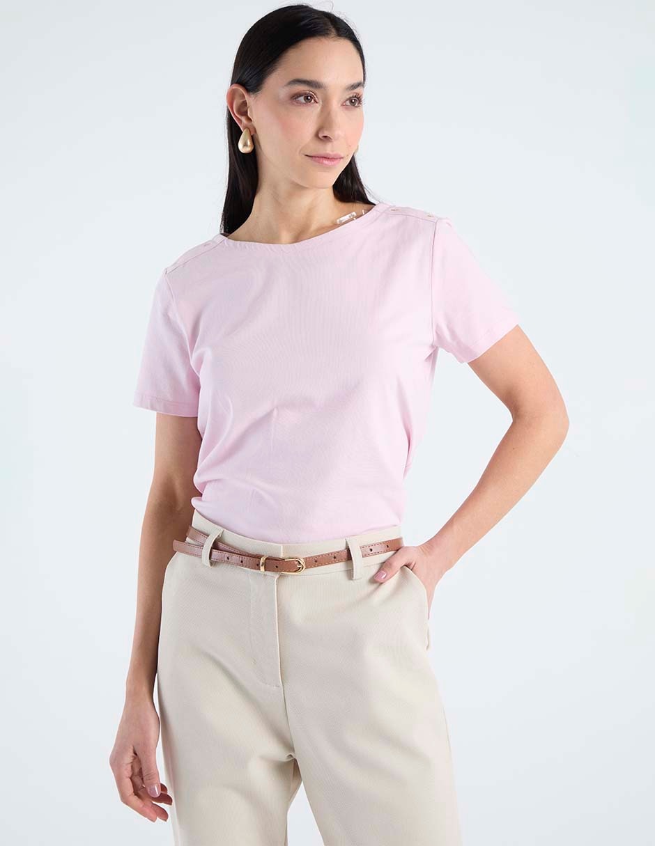 Playera manga corta cuello redondo para mujer Playera manga corta cuello redondo para mujer