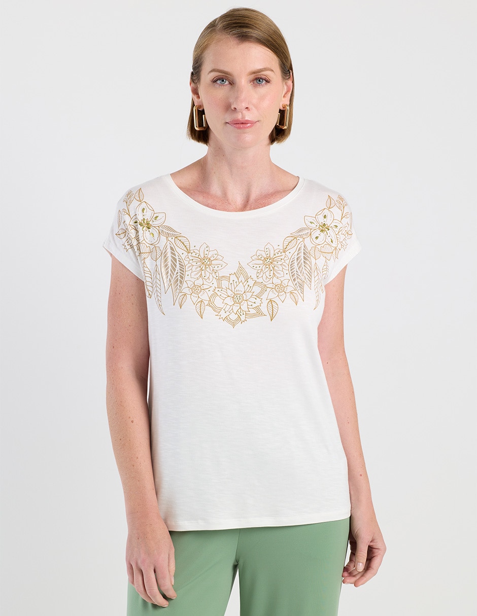 Playera manga corta La Mode cuello redondo para mujer Playera manga corta La Mode cuello redondo para mujer