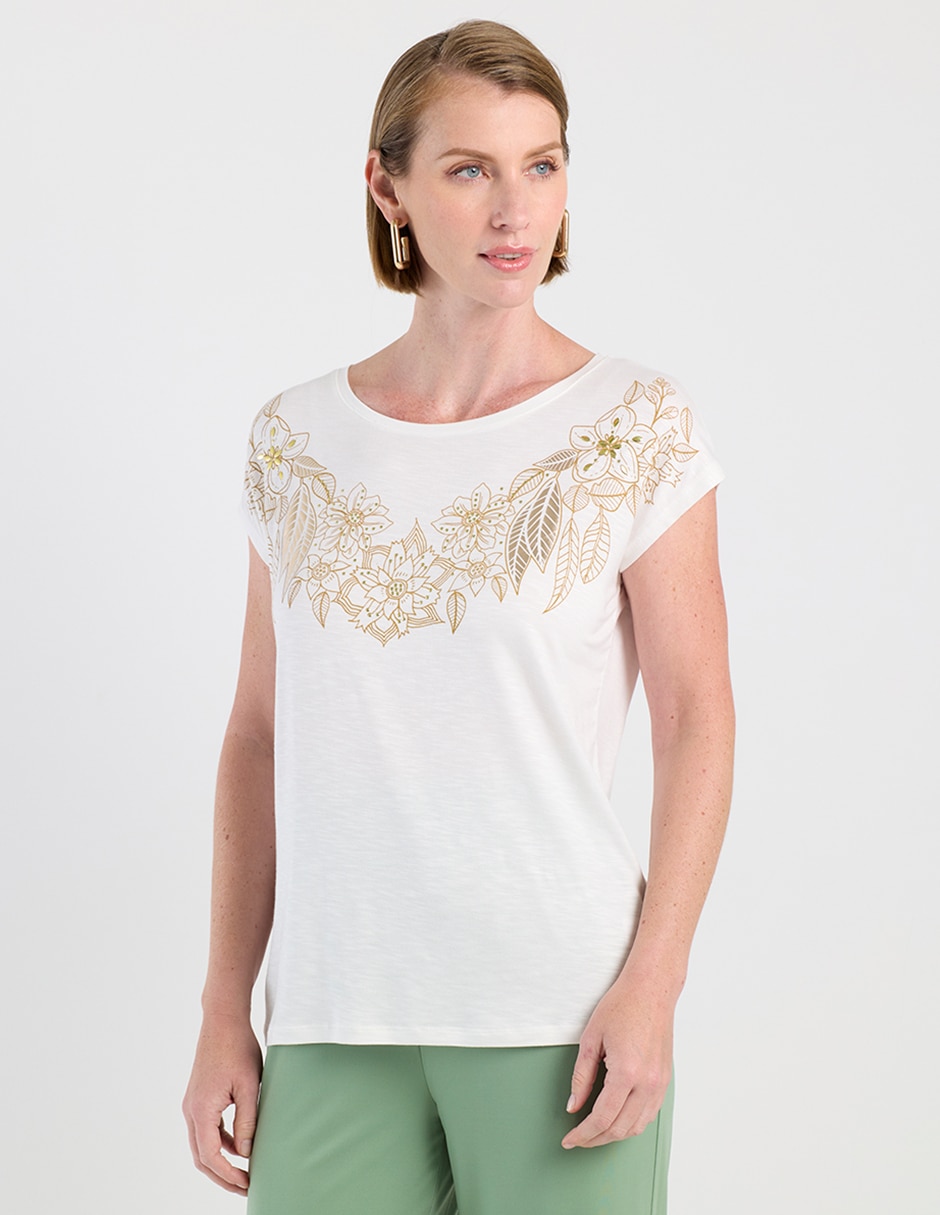Playera manga corta La Mode cuello redondo para mujer