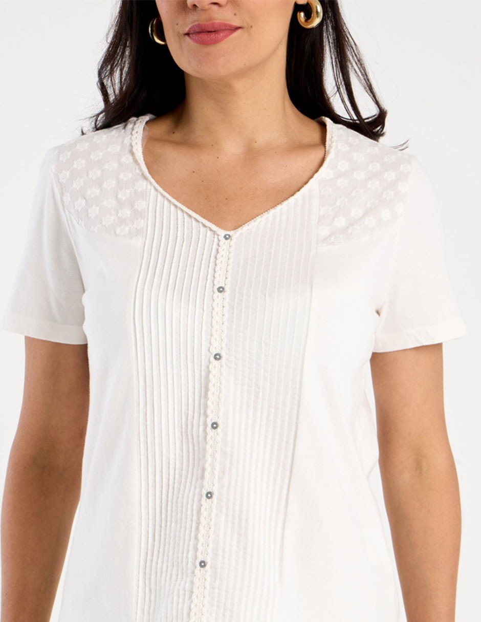 Playera manga corta cuello v para mujer 6