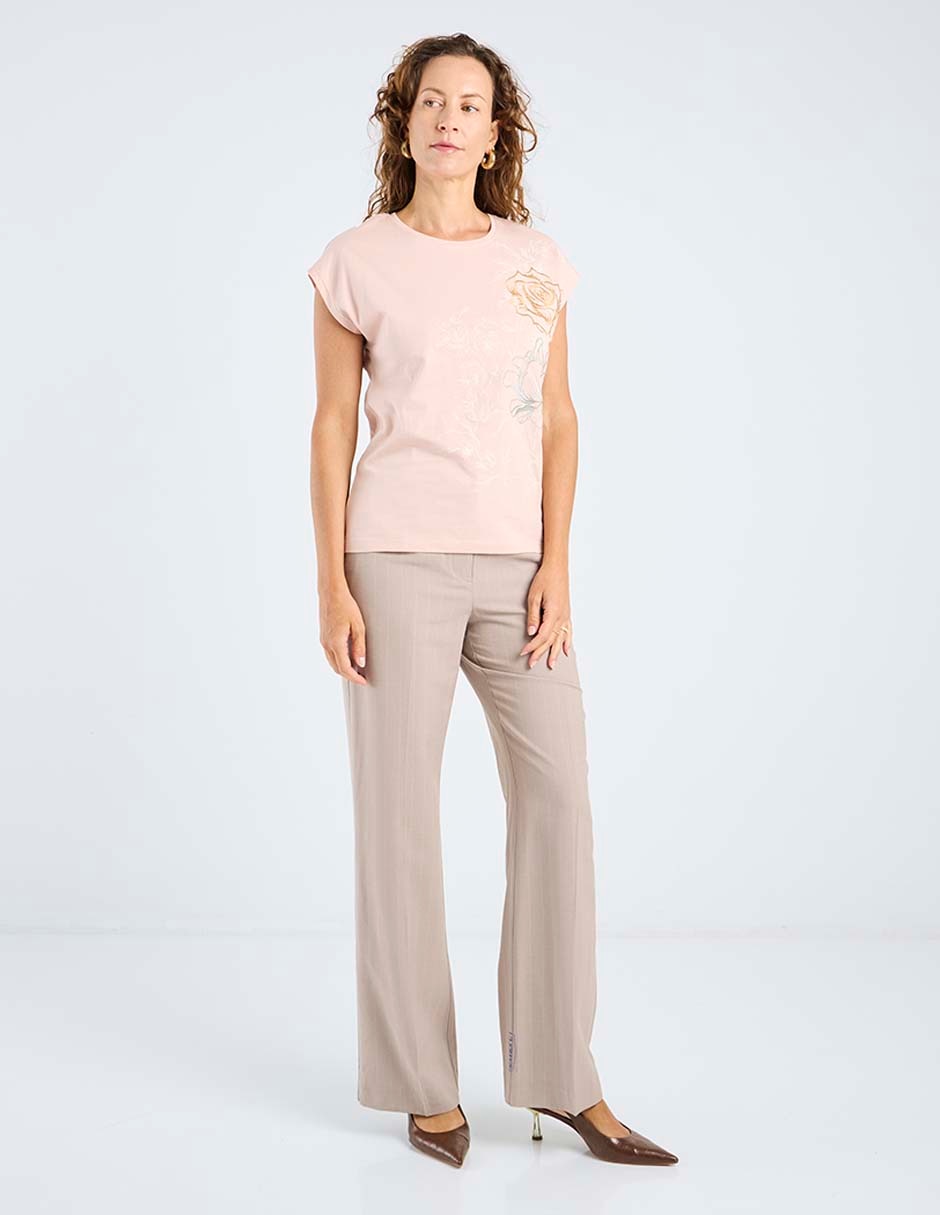 Playera manga corta La Mode cuello redondo para mujer