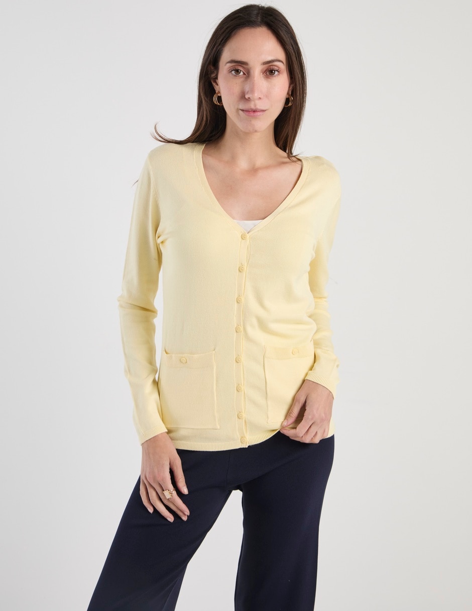 Suéter cuello V para mujer