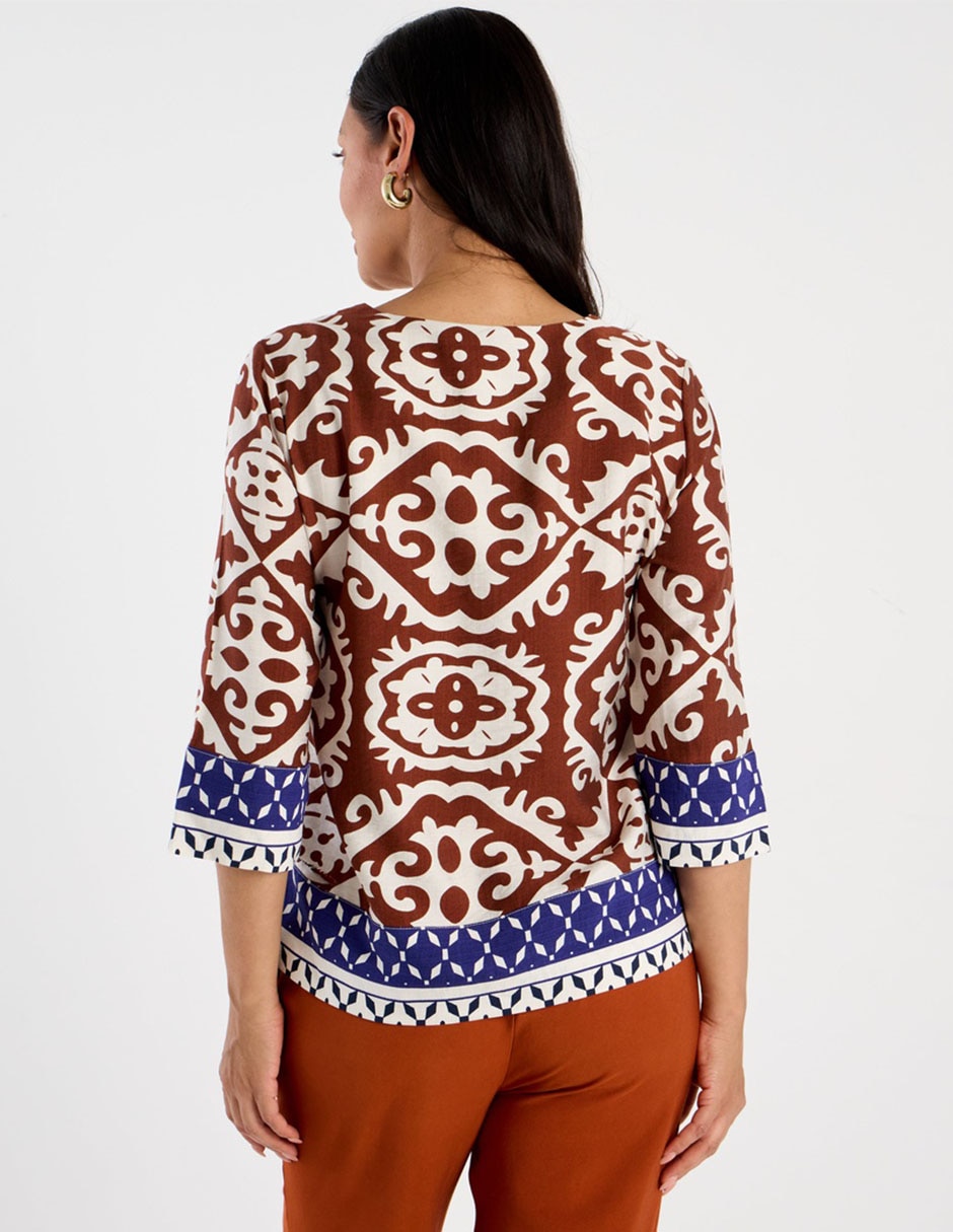 Blusa La Mode manga 3/4 para mujer