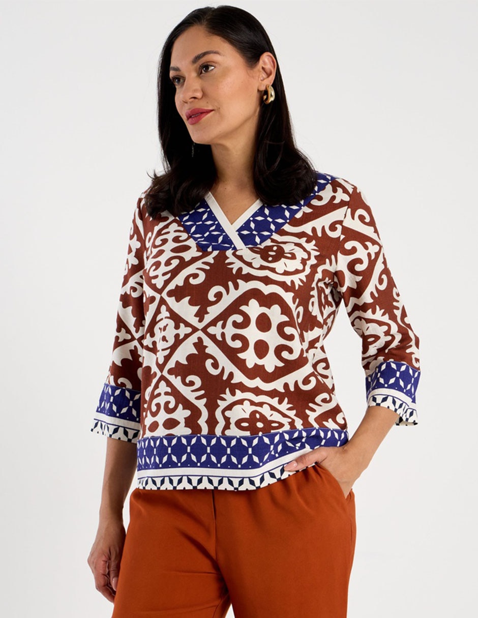 Blusa La Mode manga 3/4 para mujer