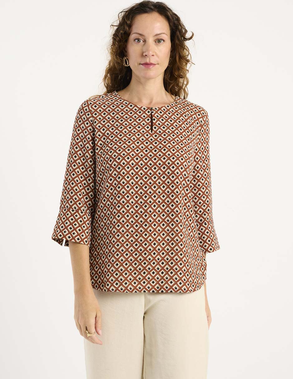 Blusa La Mode manga 3/4 para mujer