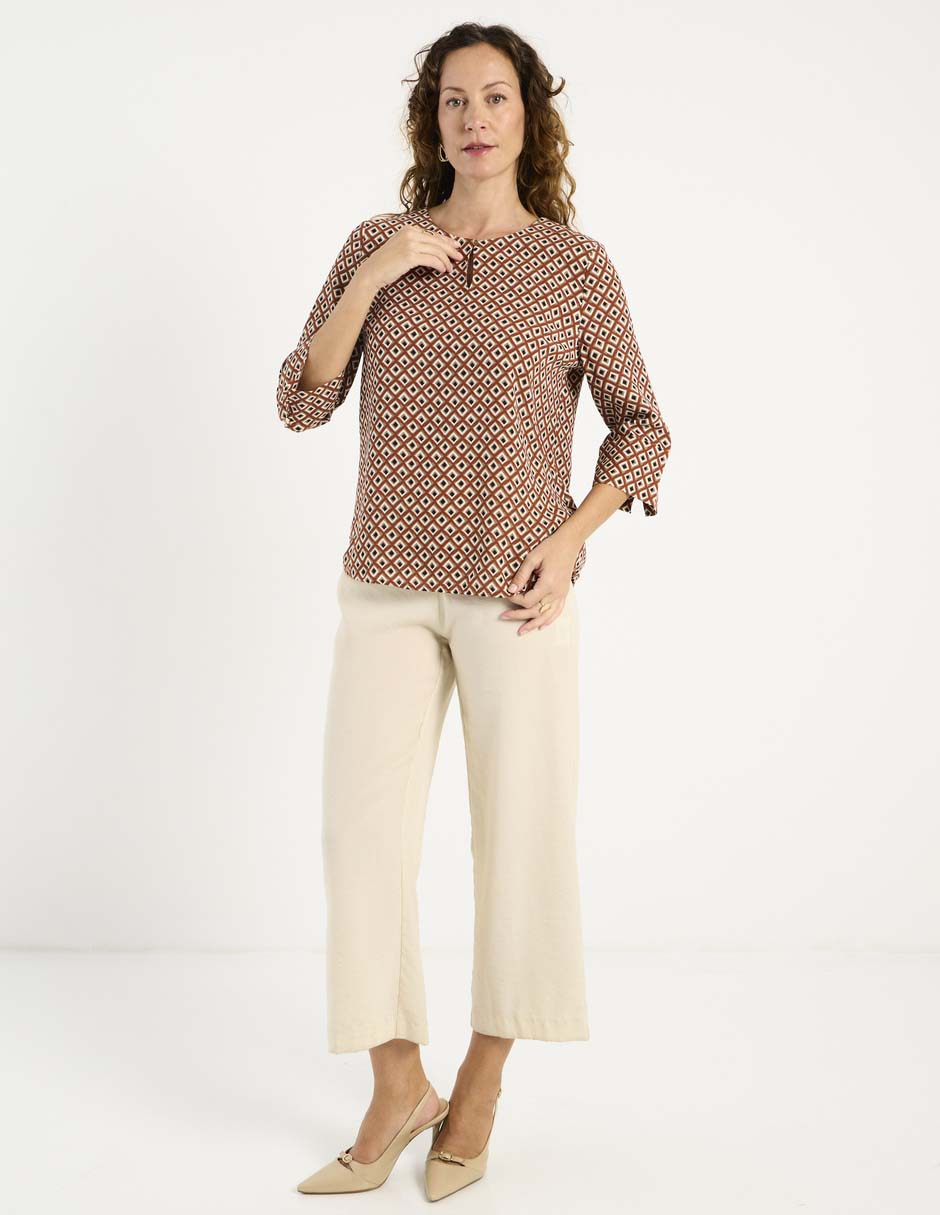 Blusa La Mode manga 3/4 para mujer