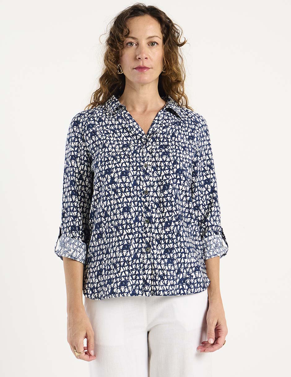 Blusa camisera La Mode manga larga para mujer