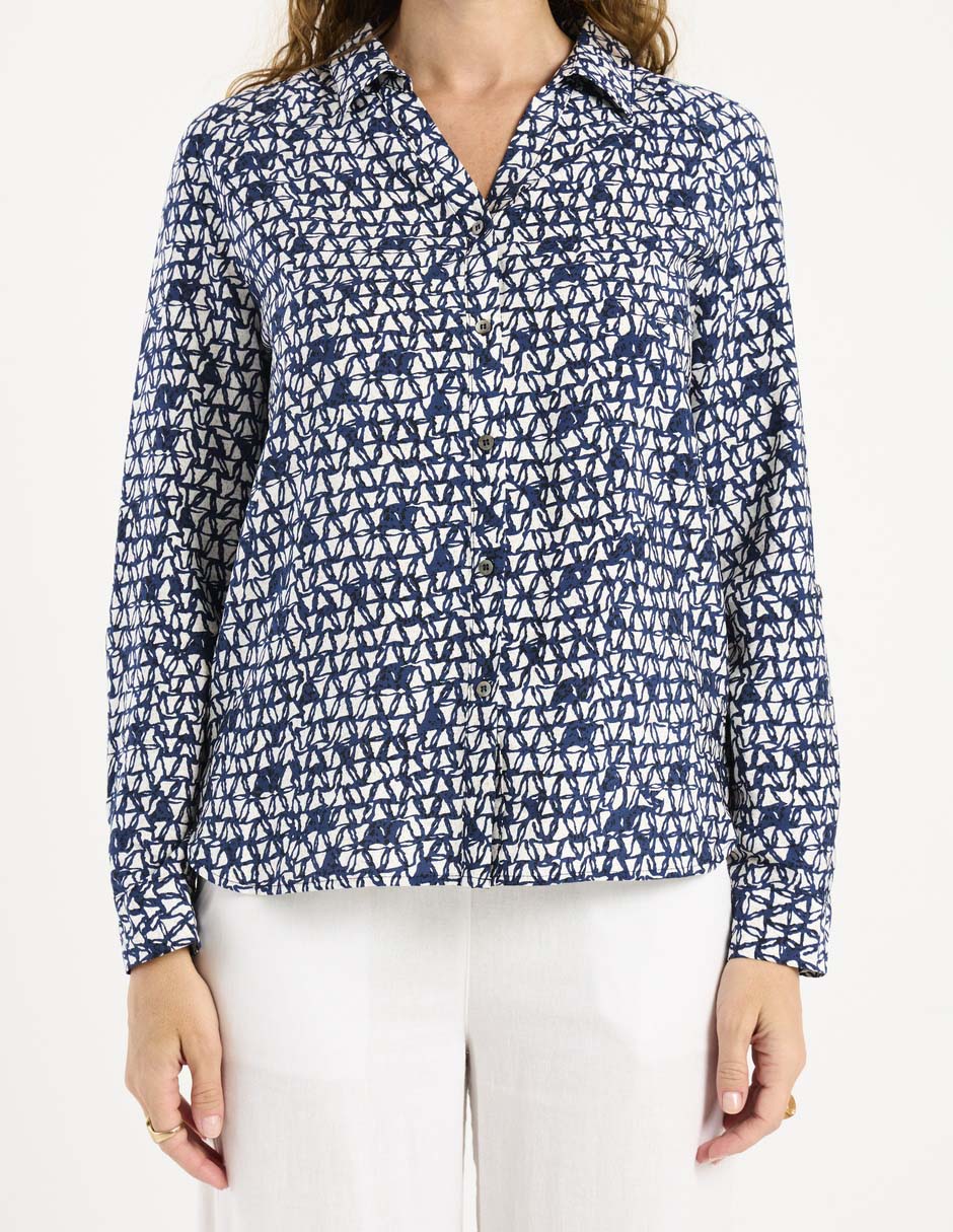 Blusa camisera La Mode manga larga para mujer