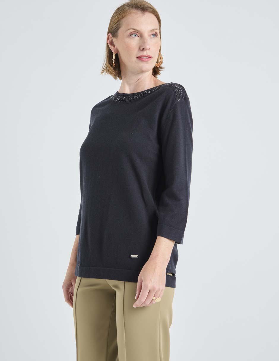 Suéter La Mode cuello ojal para mujer