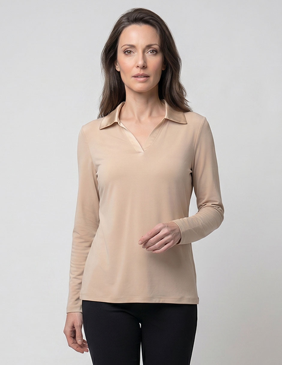 Blusa camisera manga larga para mujer