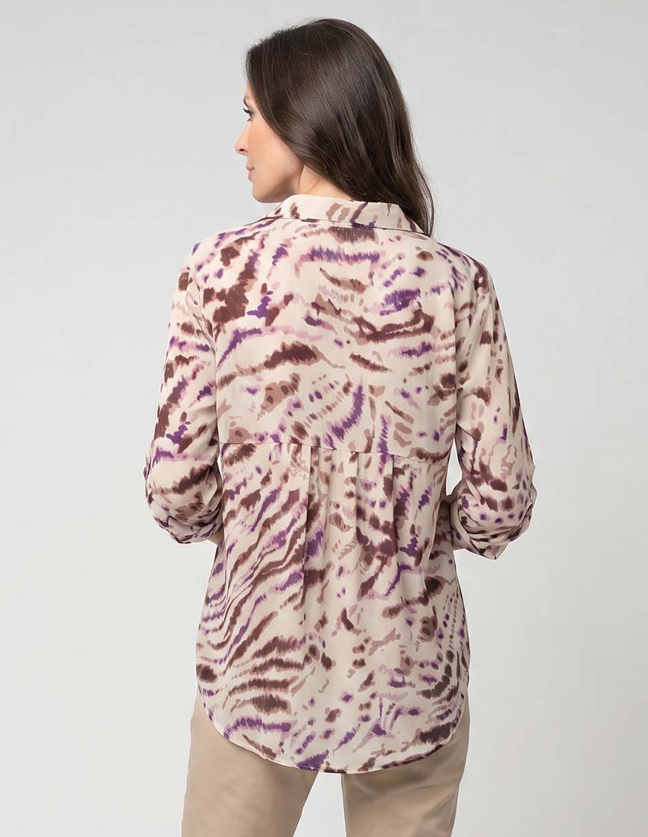Blusa camisera manga larga para mujer