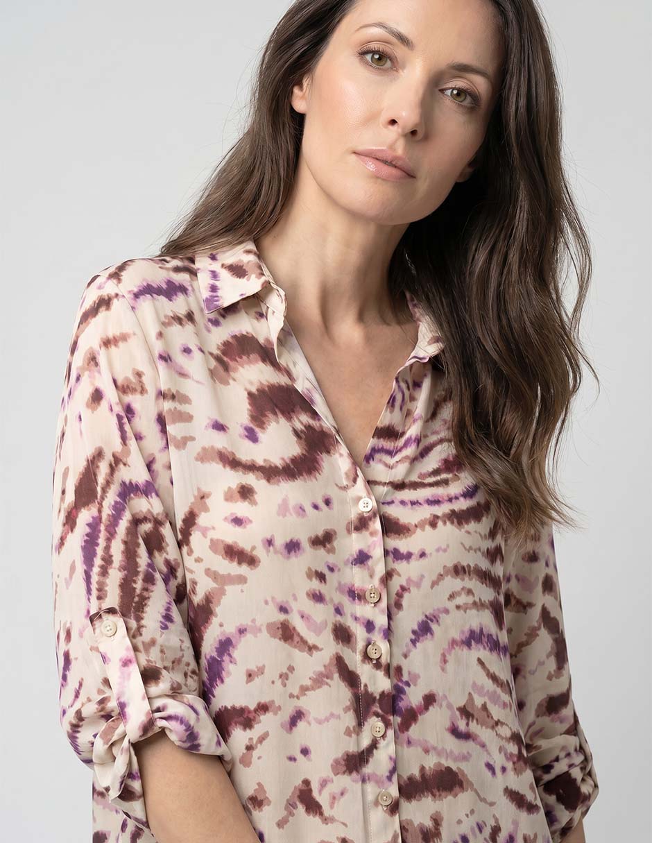 Blusa camisera manga larga para mujer