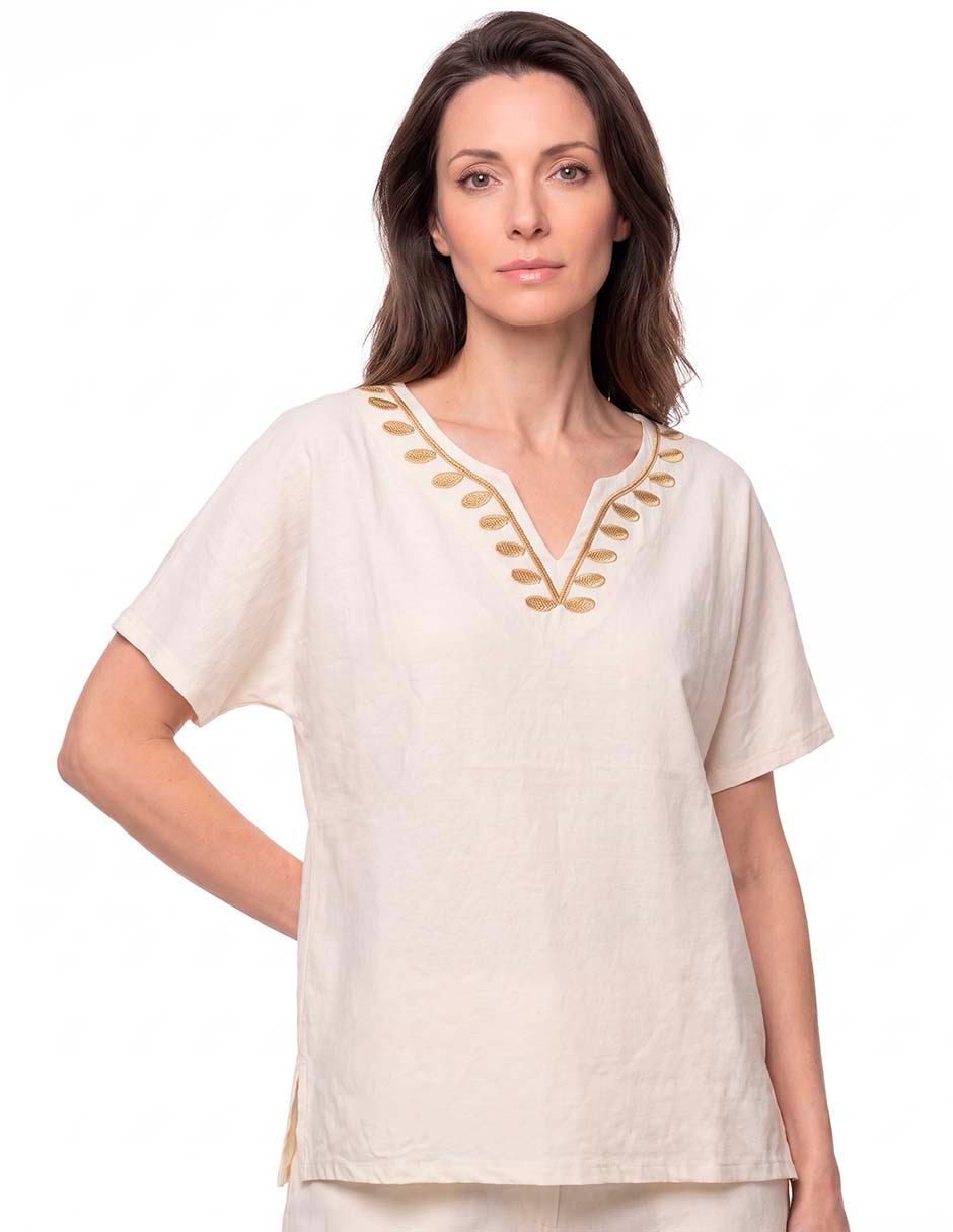 Playera manga corta cuello V para mujer Playera manga corta cuello V para mujer