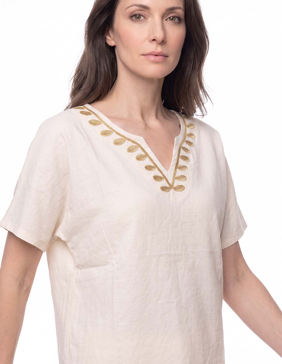 Playera manga corta cuello V para mujer 4