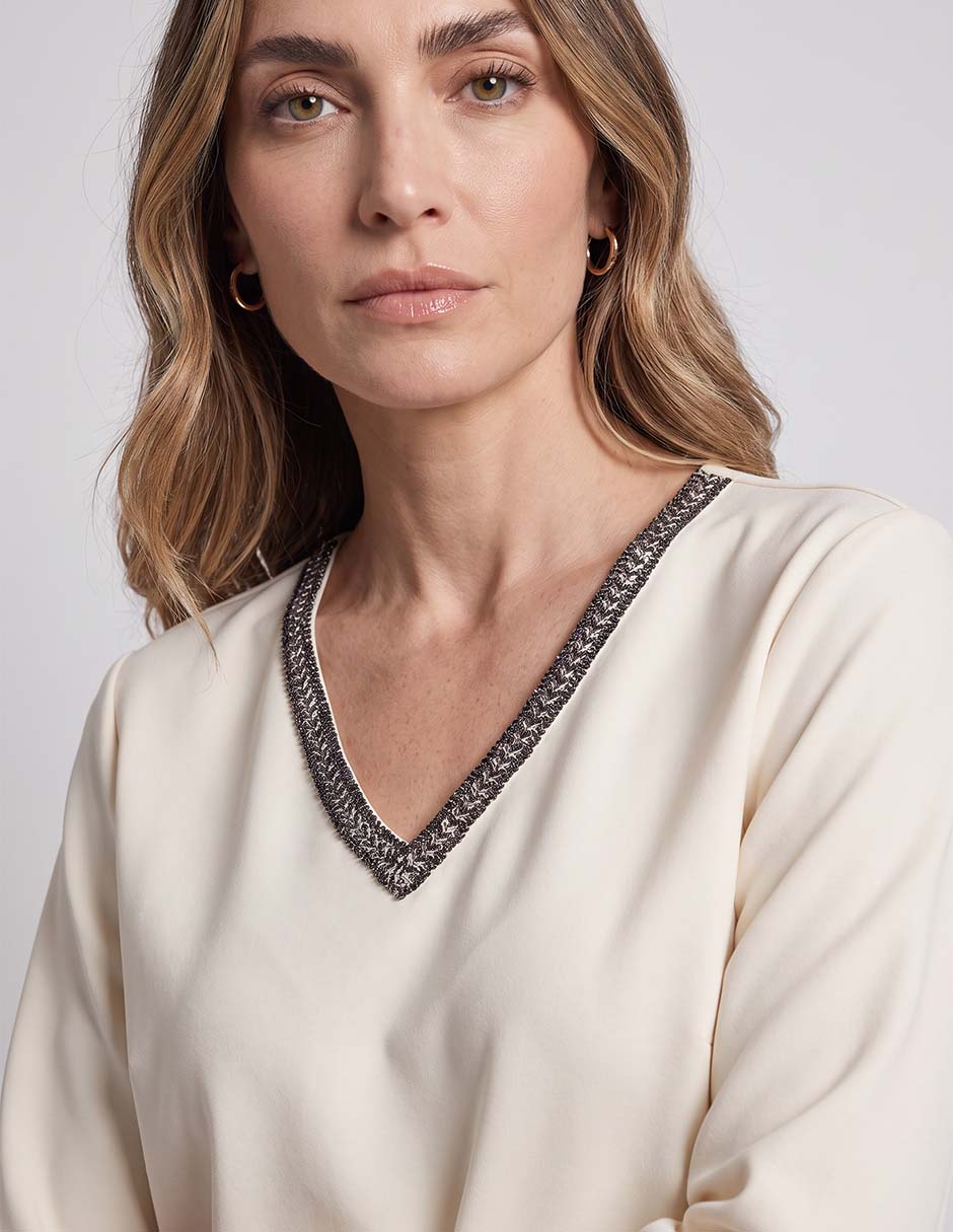 Suéter cuello V para mujer 2