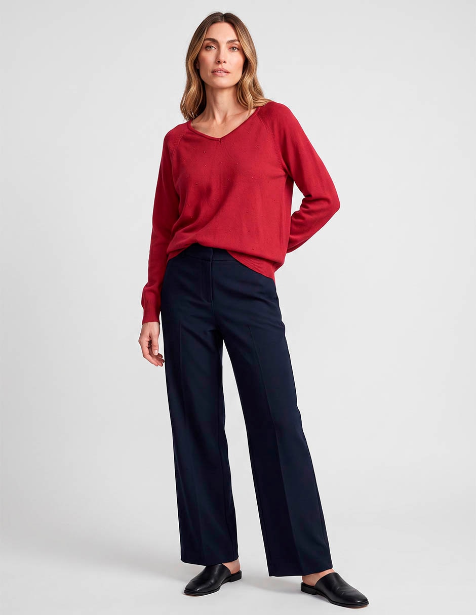 Suéter cuello V para mujer