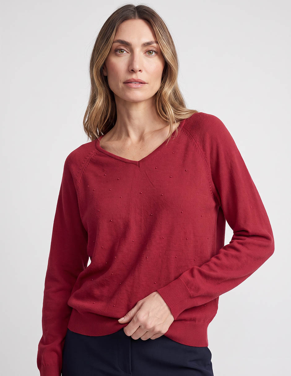 Suéter cuello V para mujer