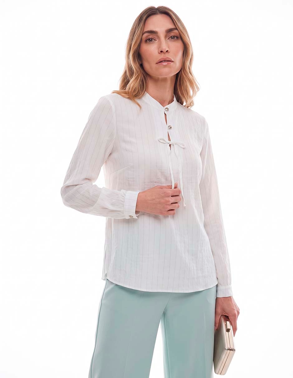 Blusa camisera manga larga para mujer
